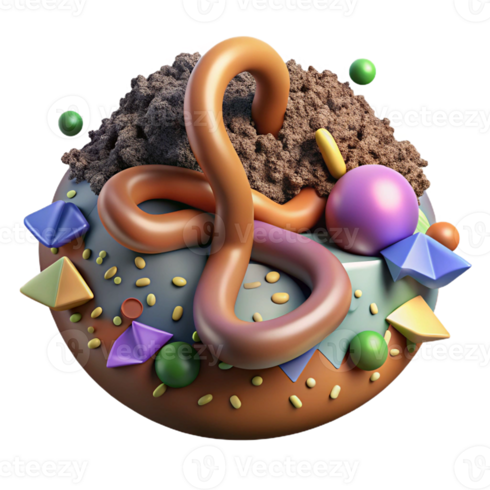 vibrant traditional Close Up Earthworm in Healthy Farm Soil Transparent exclusive png