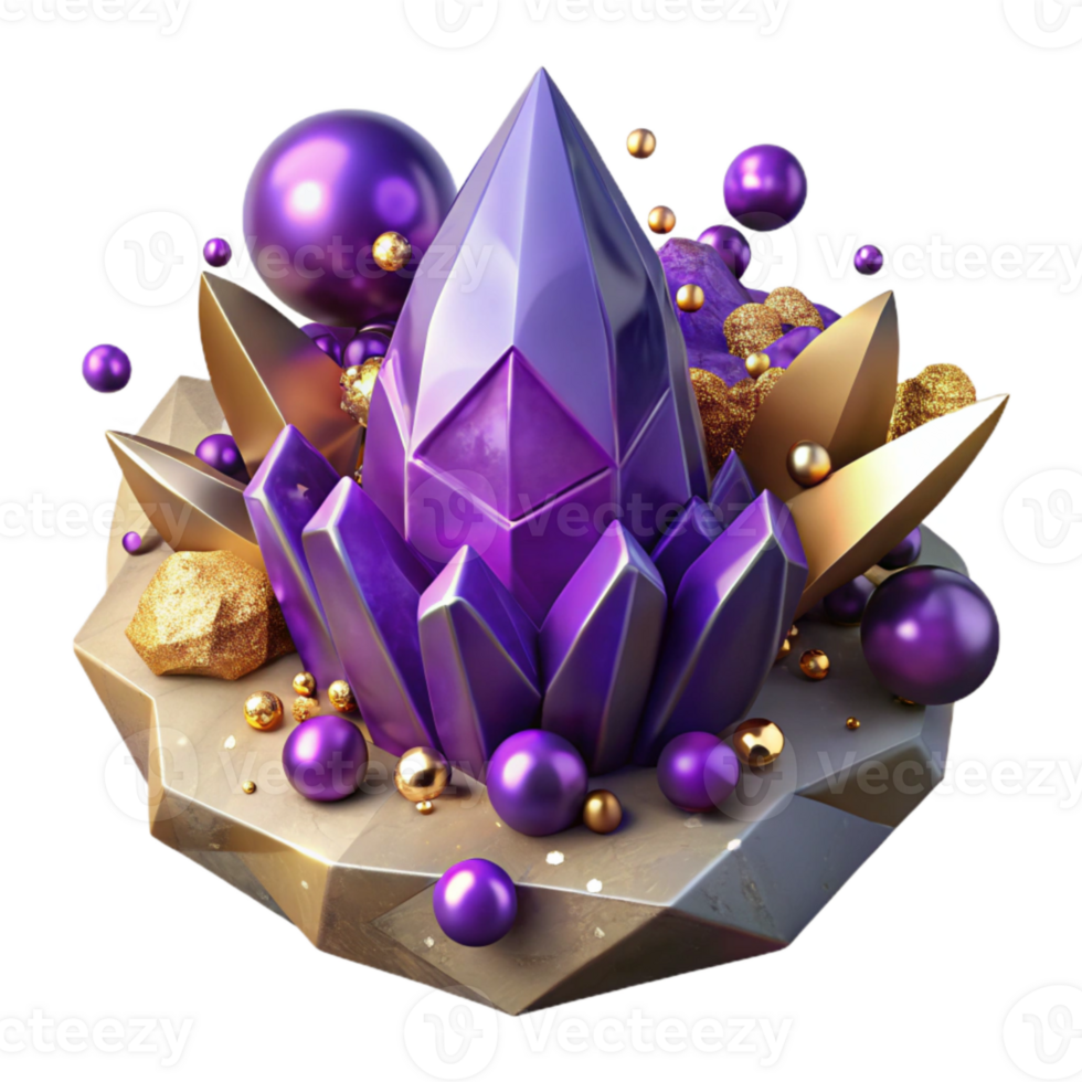 magnificent creative Deep Purple Amethyst Crystal Isolated professional png