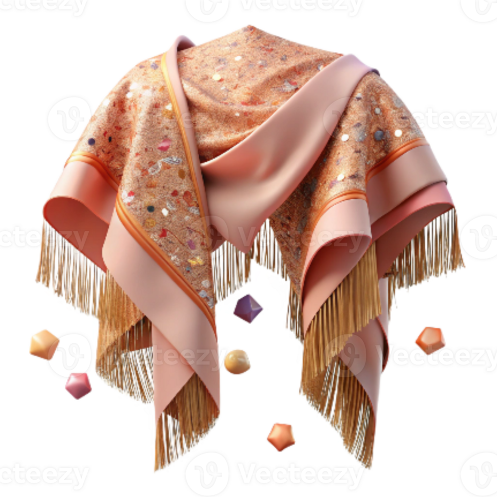 stunning abstract Flamenco Shawl with Fringe Isolated Transparent Background authentic png
