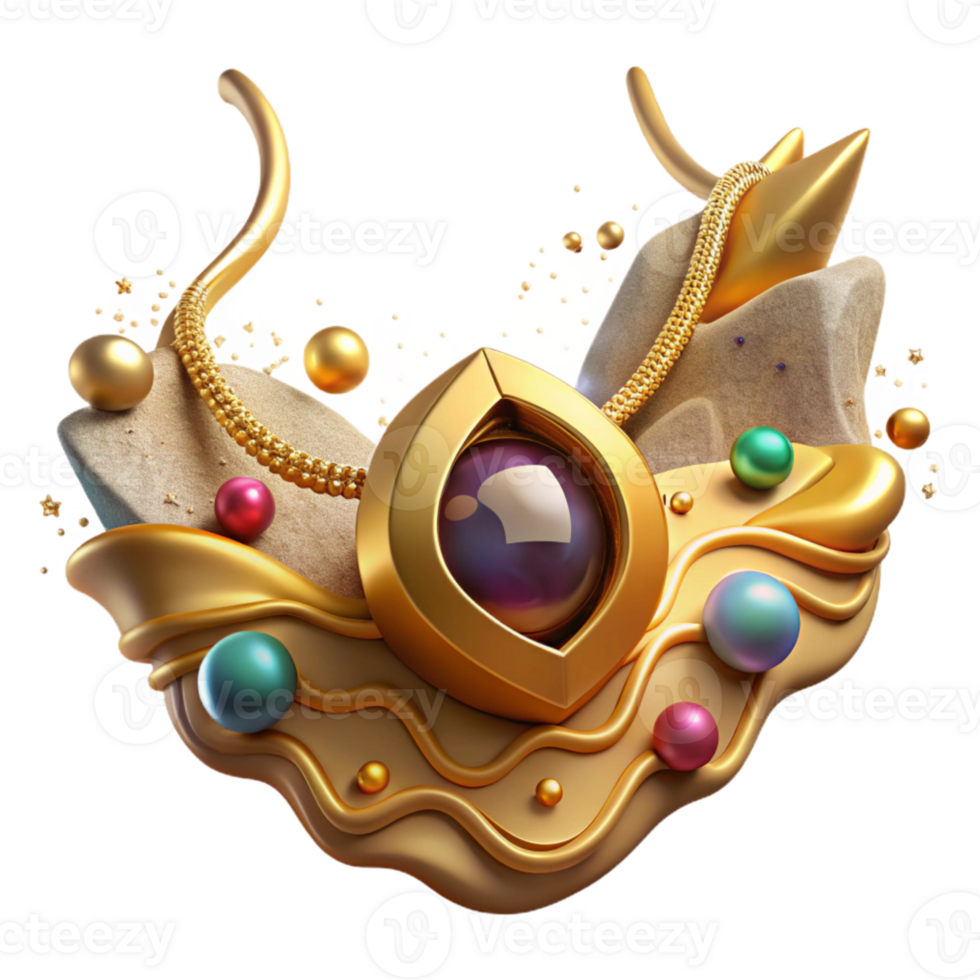 wonderful modern Ancient Jewelry Gold Necklace Cutout with Gems genuine png