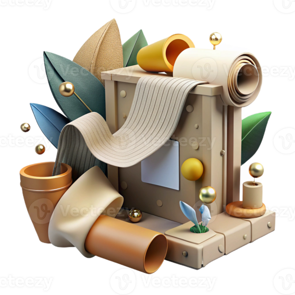 vibrant modern Conserving Artifacts Museum Display with Documents Cutout genuine png