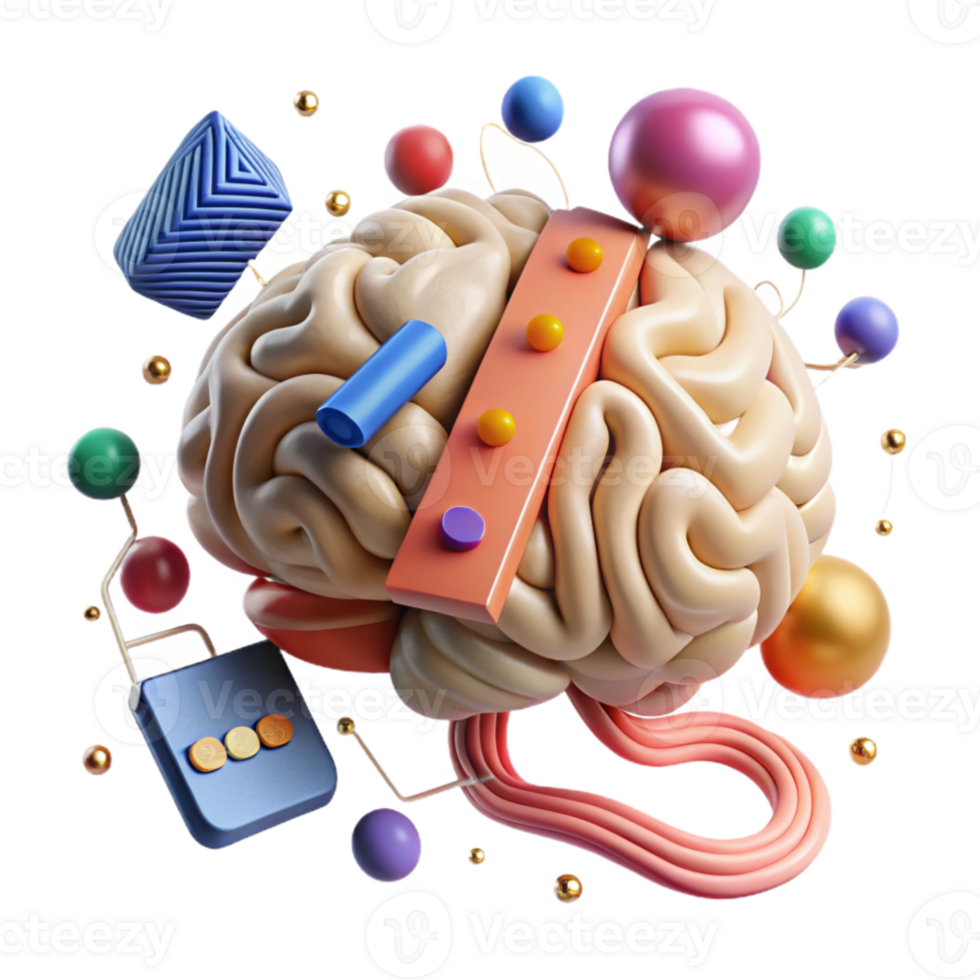 wonderful artistic Brain Computer Interface Diagram Isolated Element detailed png