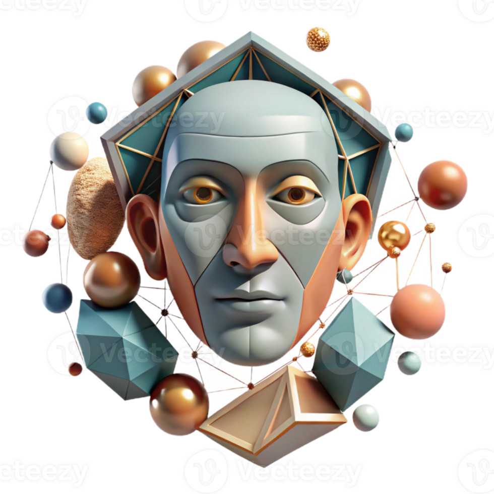 wonderful rustic Geometric Shapes Forming a Human Face Isolated Element png