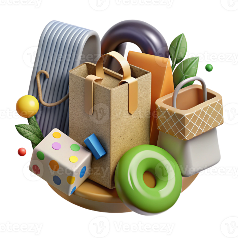 vibrant minimalist Eco Friendly Packaging Materials Icons Isolated with Texture Detail high resolution png