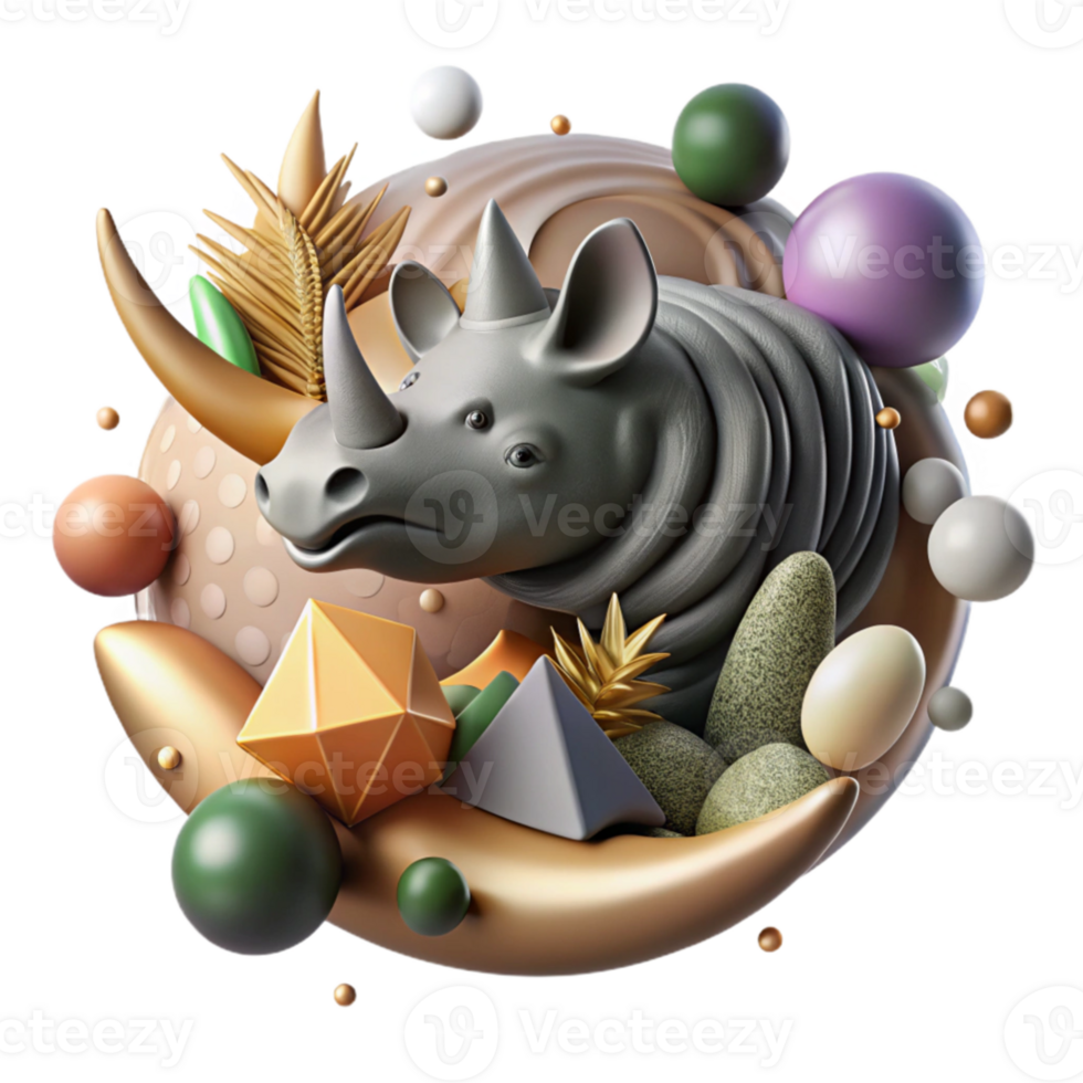 serene abstract Deforestation Effect on Black Rhino Isolated genuine png