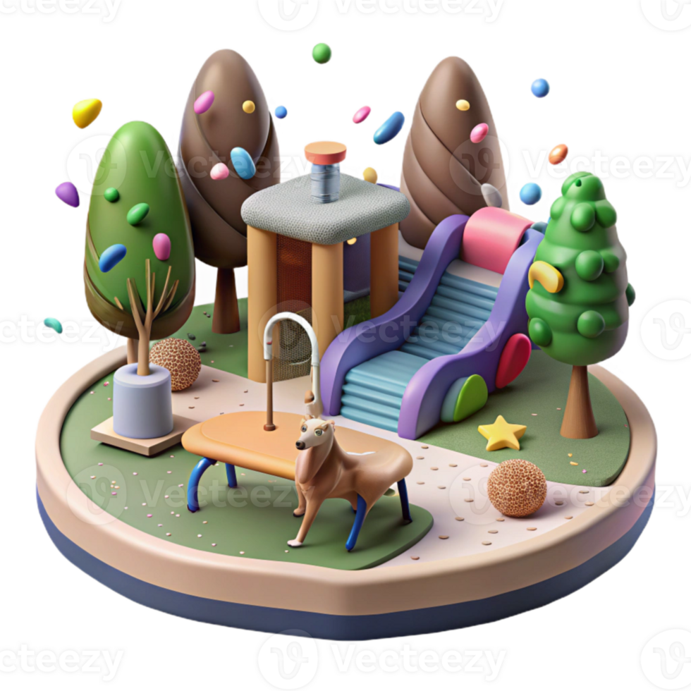 impressive modern City Park with Dog Park Isolated Element exclusive png