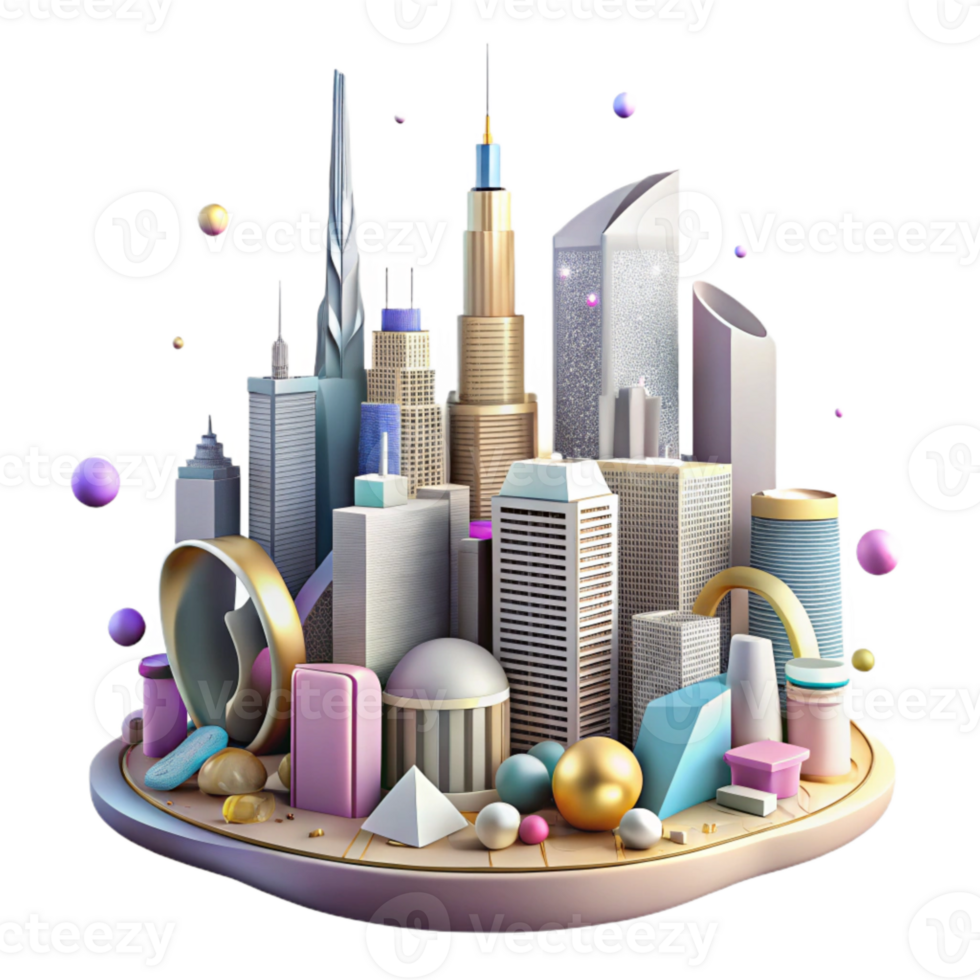 vibrant abstract City Skyline with Skyscrapers Transparent Background original png