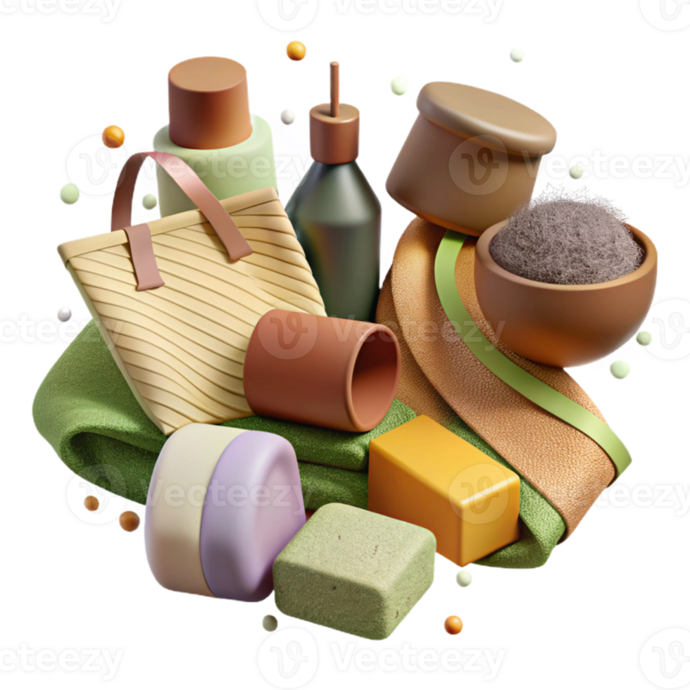 vibrant vintage Eco Friendly Products Set Isolated Element premium png