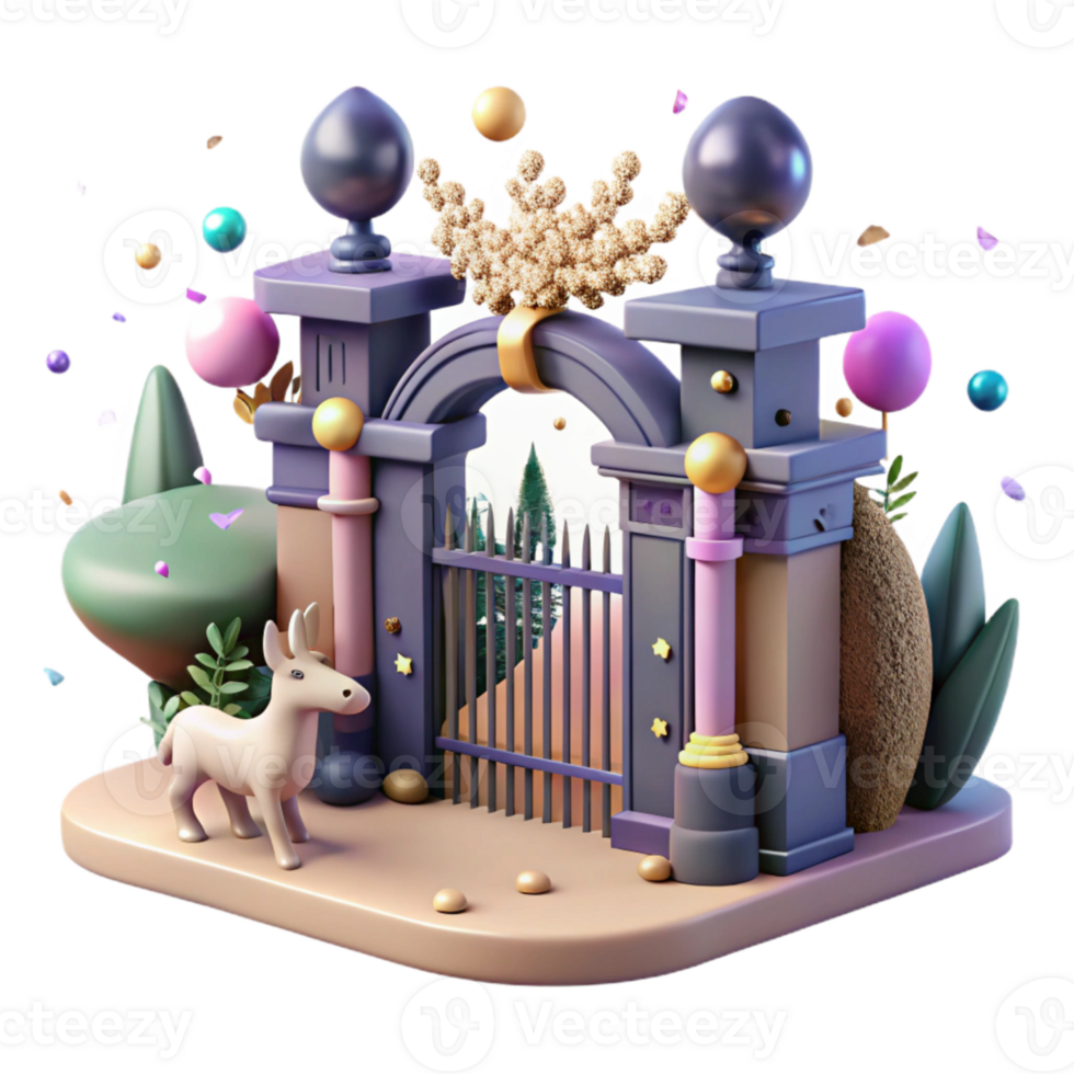 elegant traditional City Park Gate with Wildlife Sign Isolated Access Control high resolution png