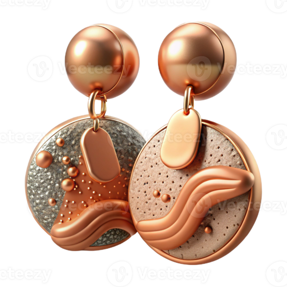 stunning creative Artisan Copper Earrings Isolated on White Background genuine png