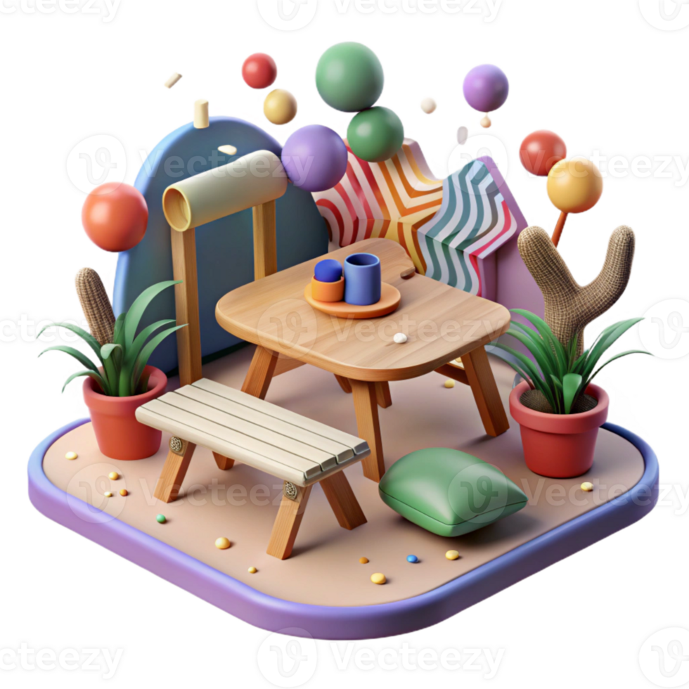 extraordinary classic Community Garden with Bench and Picnic Table professional png