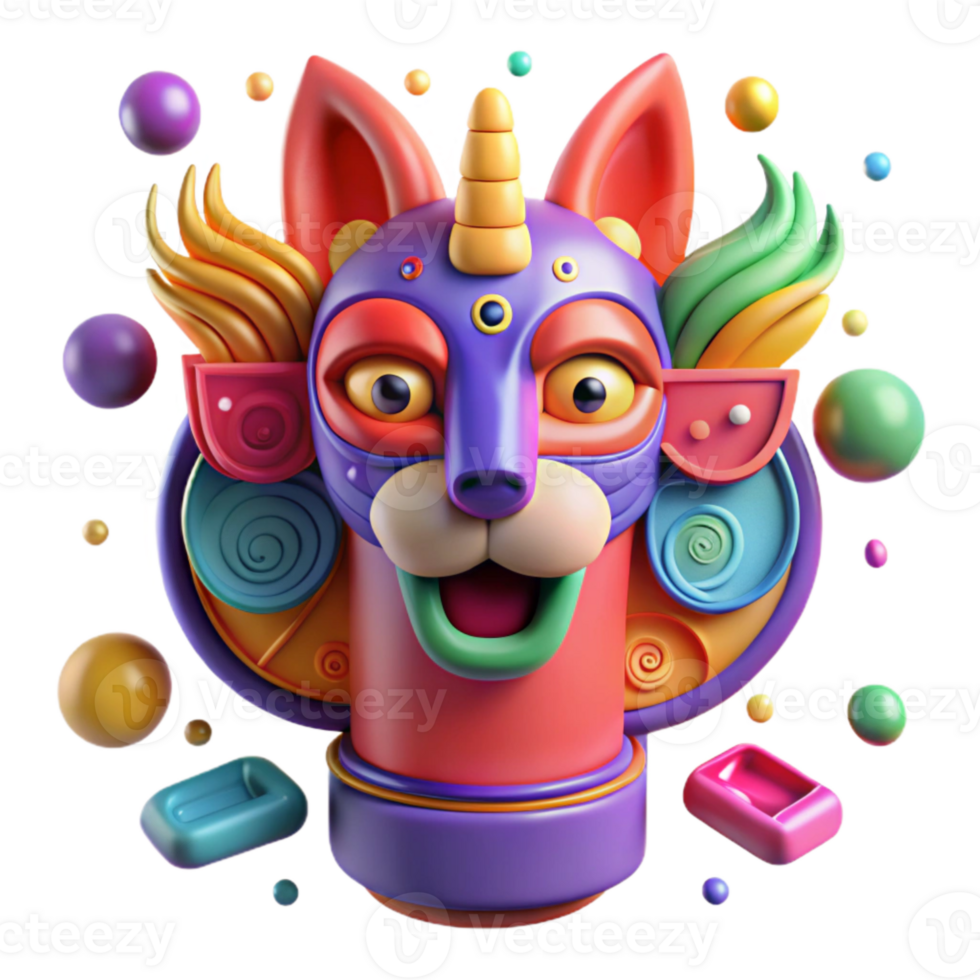 beautiful rustic Brightly Colored Totem Depicting Animal Spirits Isolated genuine png