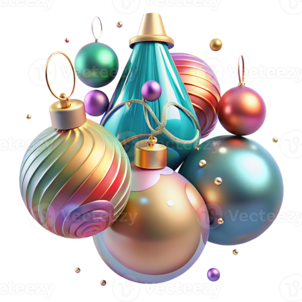 extraordinary artistic Christmas Tree Ornaments Colorful Baubles Transparent detailed png
