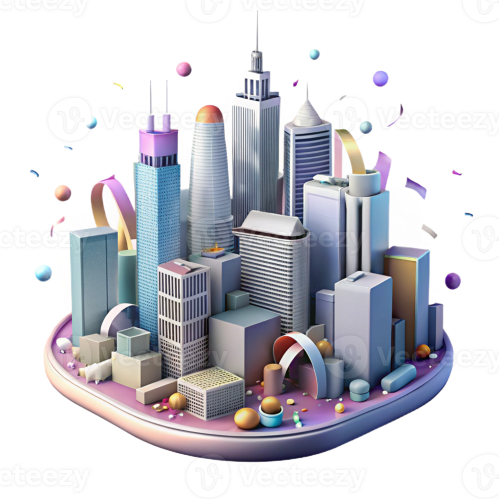 extraordinary modern City Skyline with Skyscrapers Transparent Background detailed png