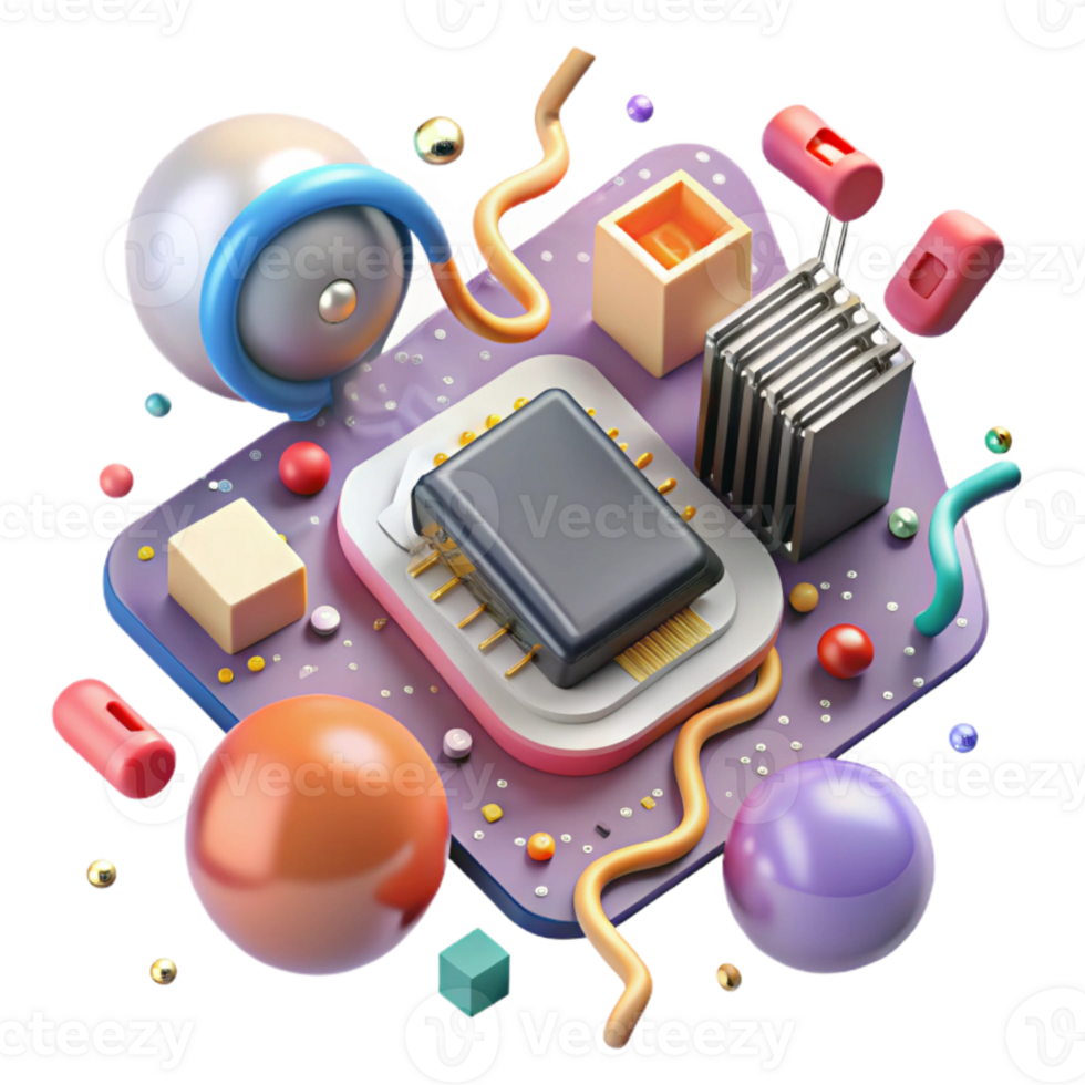dramatic rustic Circuit Board Components Electronic Parts Transparent Background detailed png