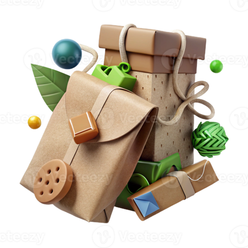 magnificent artistic Eco Friendly Packaging with Recycled Materials Cutout detailed png
