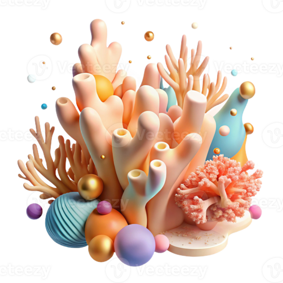 impressive traditional Brightly Lit Coral Bleaching Illustration Isolated detailed png