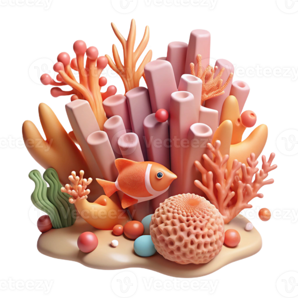 stunning creative Coral Reef Cutout with Diver Silhouette Isolated authentic png