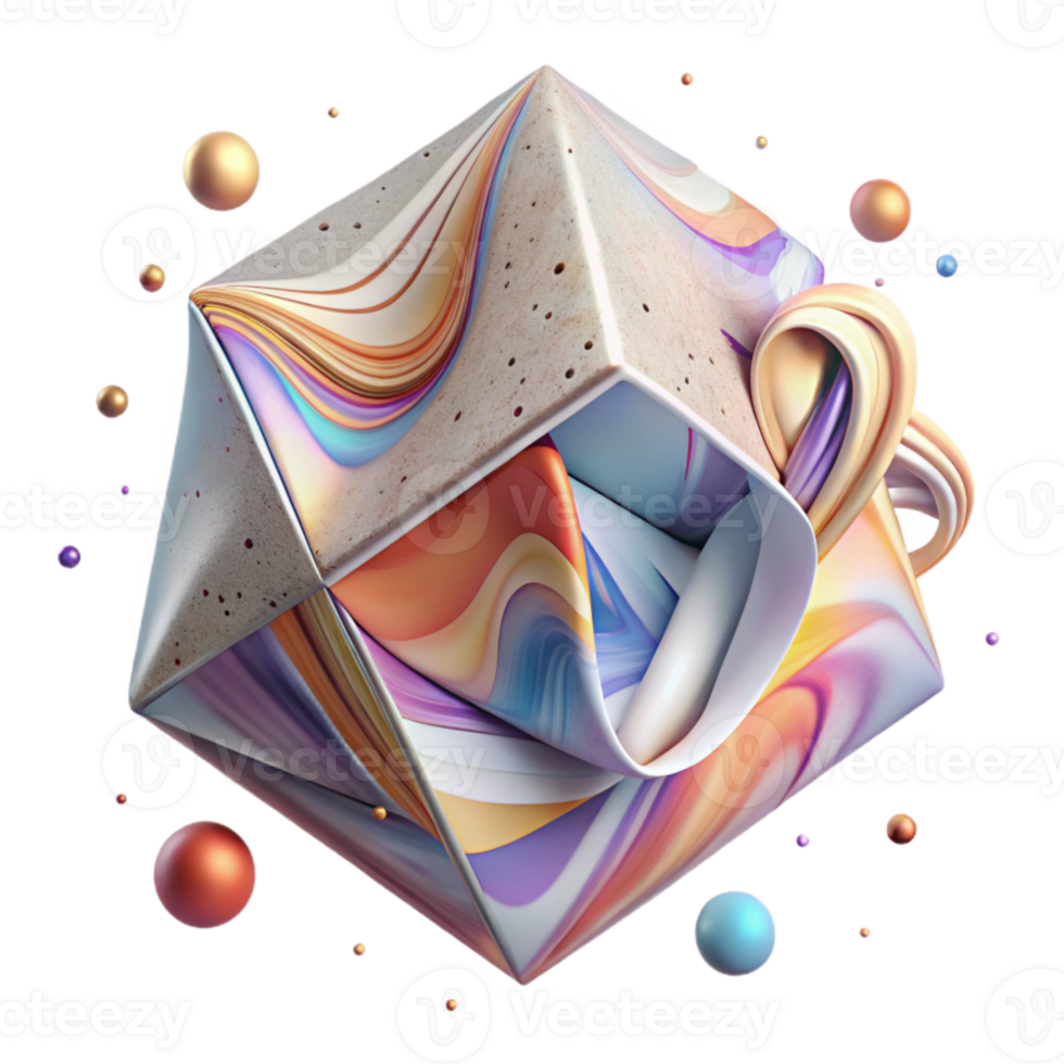 vibrant creative Abstract Cube Rotating View Transparent Background original png