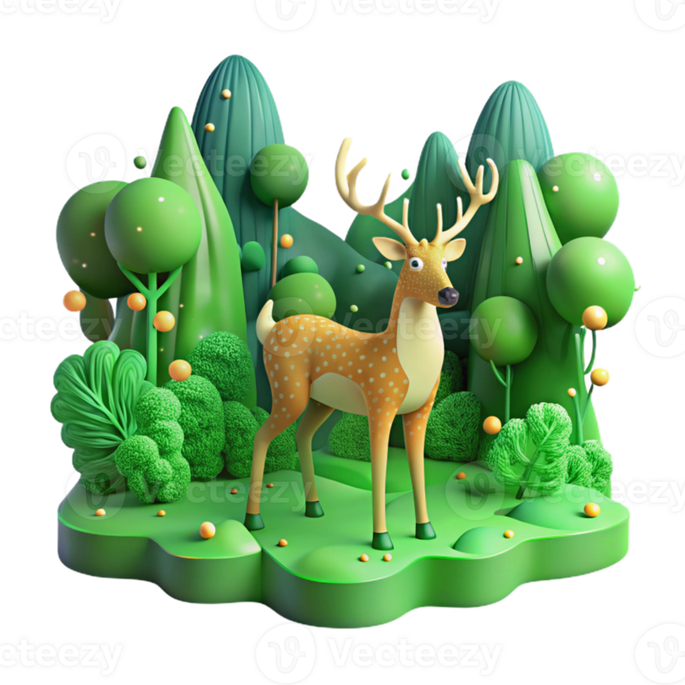 impressive minimalist Bright Green Forest Loss and Frightened Deer Cutout genuine png