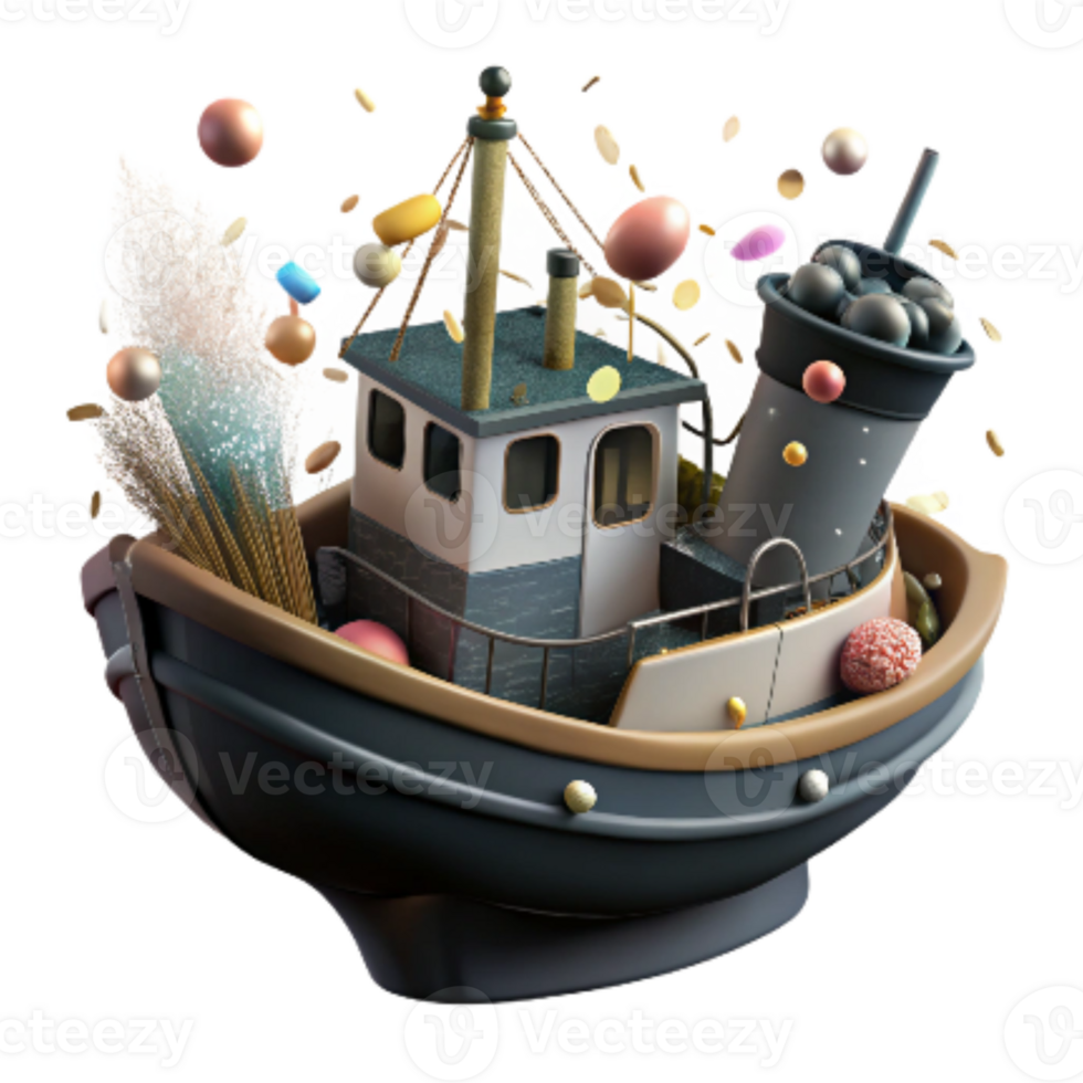 beautiful minimalist Fishing Boat Silhouette Black Isolated Cutout high quality png