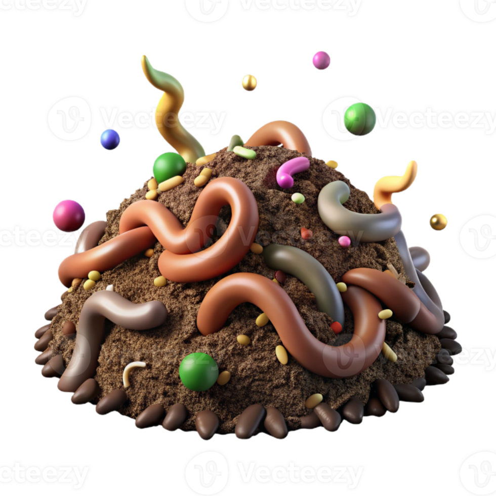 vibrant contemporary Compost Pile with Worms Transparent Background authentic png