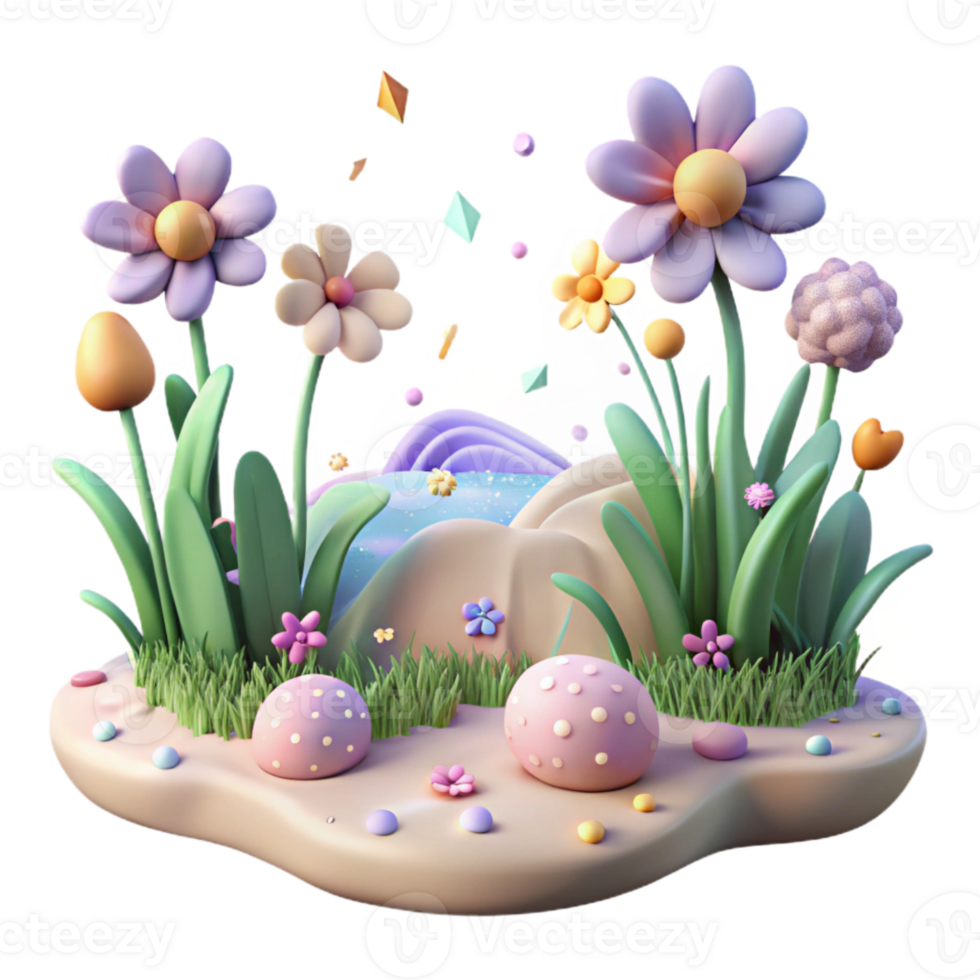elegant artistic Flowering Meadow Landscape with Soft Lighting Cutout professional png