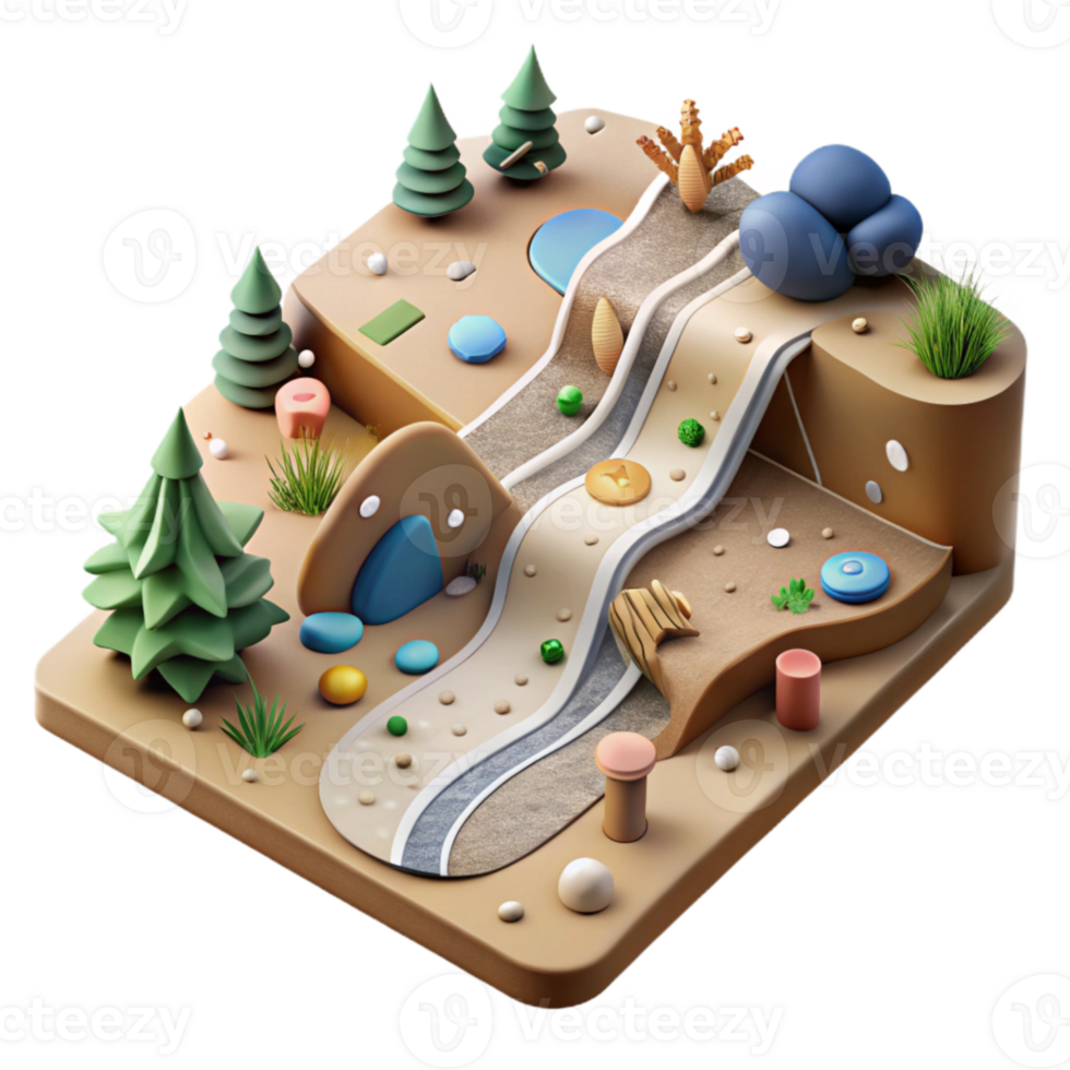 serene abstract City Park Map with Wildlife Icons Isolated Detailed Illustration high quality png