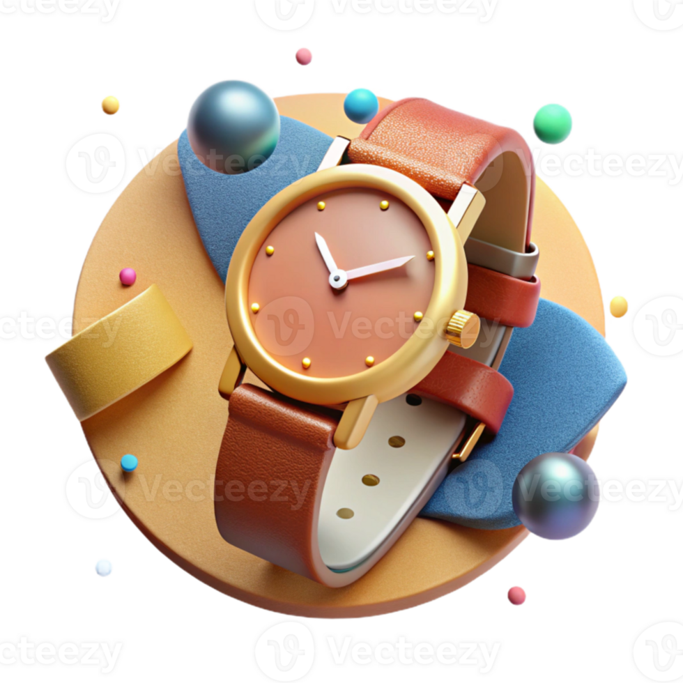 elegant abstract Classic Wristwatch Cutout with Leather Band premium png
