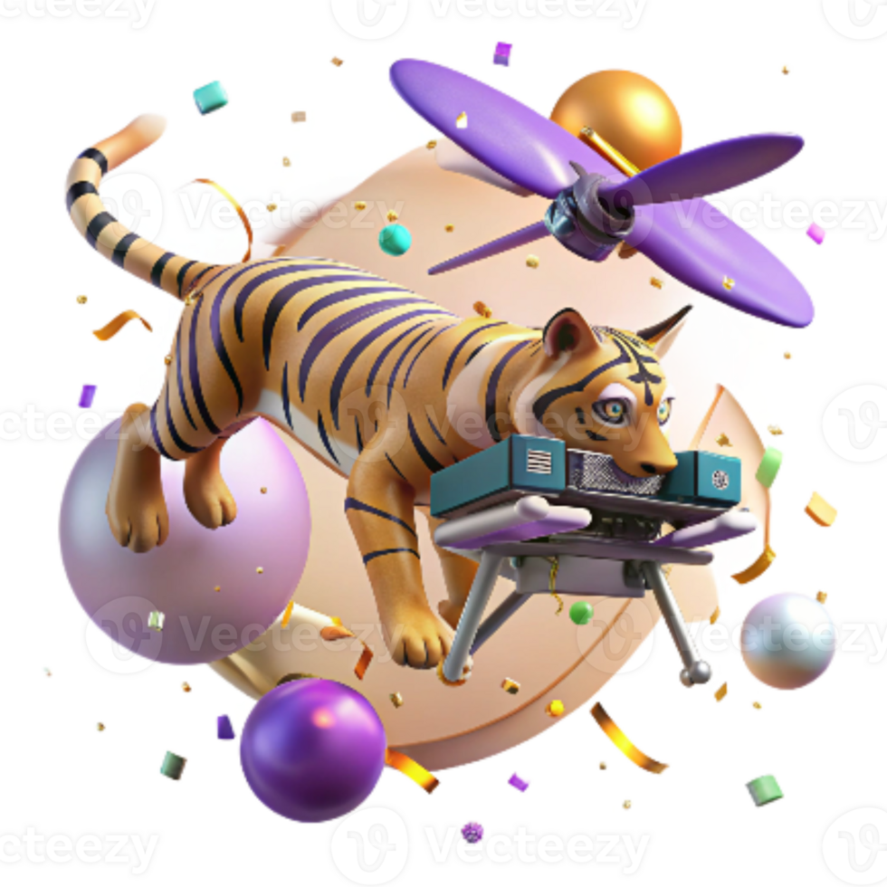 dramatic minimalist Drone Capturing Caspian Tiger Transparent Background exclusive png