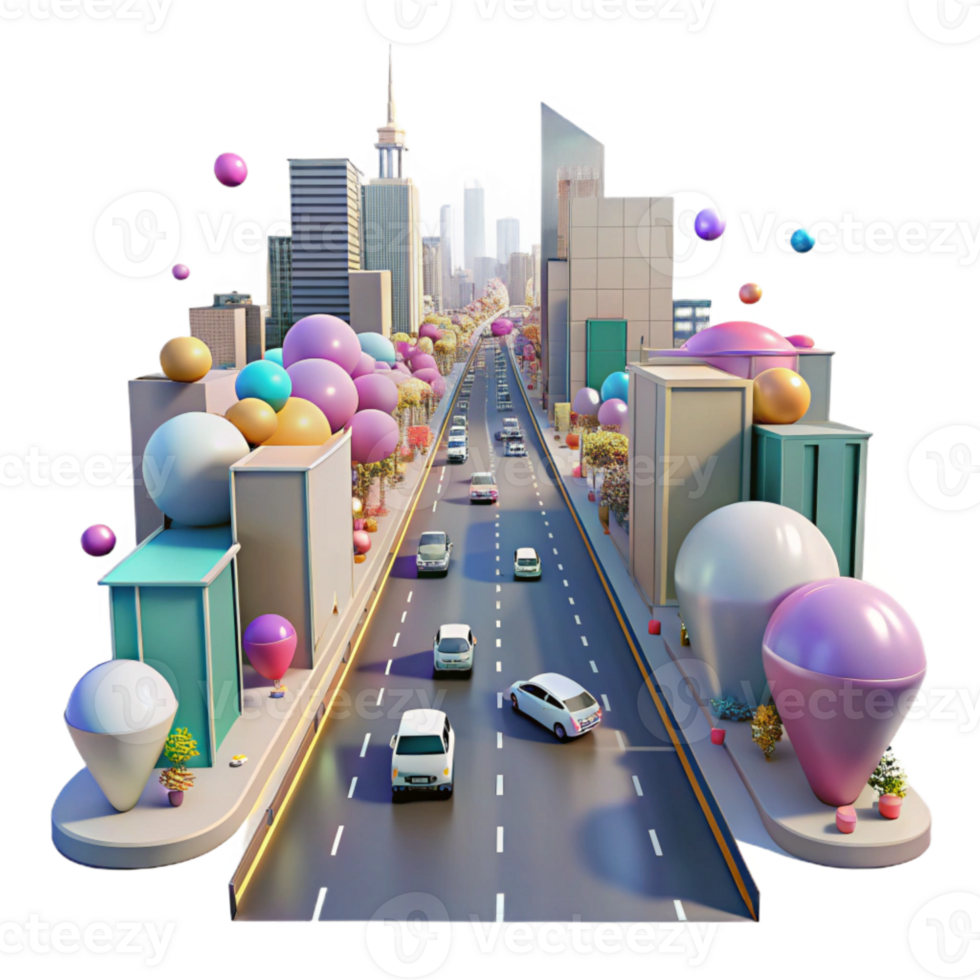 stunning contemporary City Street at Rush Hour Transparent premium png