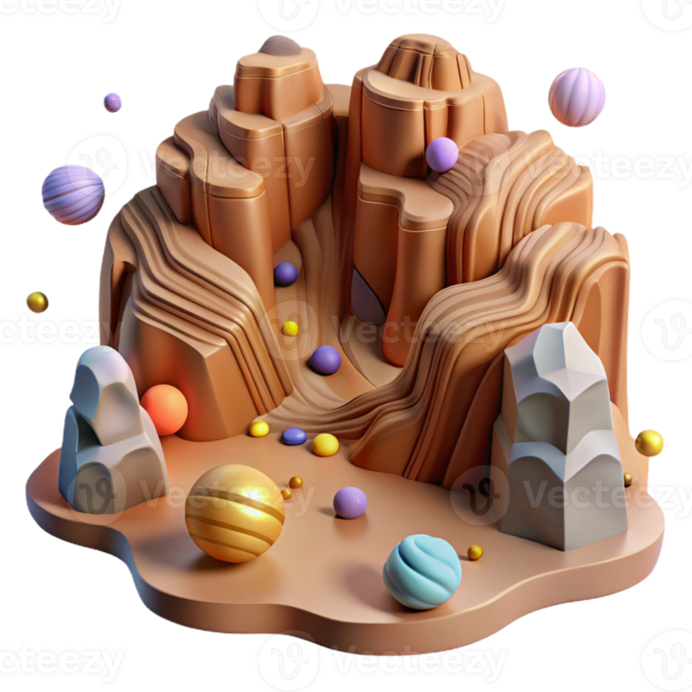vibrant vintage Canyon Landscape Steep Cliffs Isolated Element detailed png