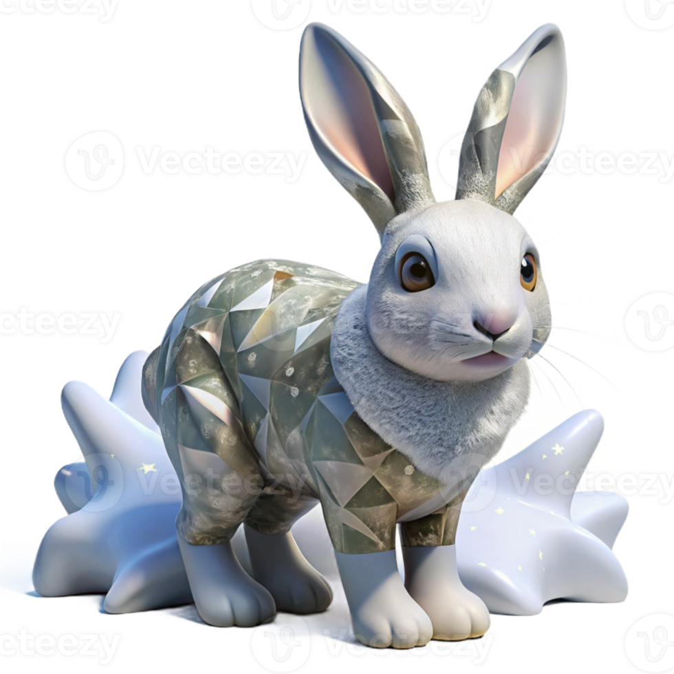 magnificent minimalist Arctic Hare in Winter Camouflage Cutout Element high resolution png
