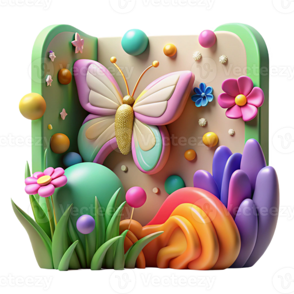 dramatic creative Butterfly Migration Group Cutout Flower Meadow Background Colorful professional png