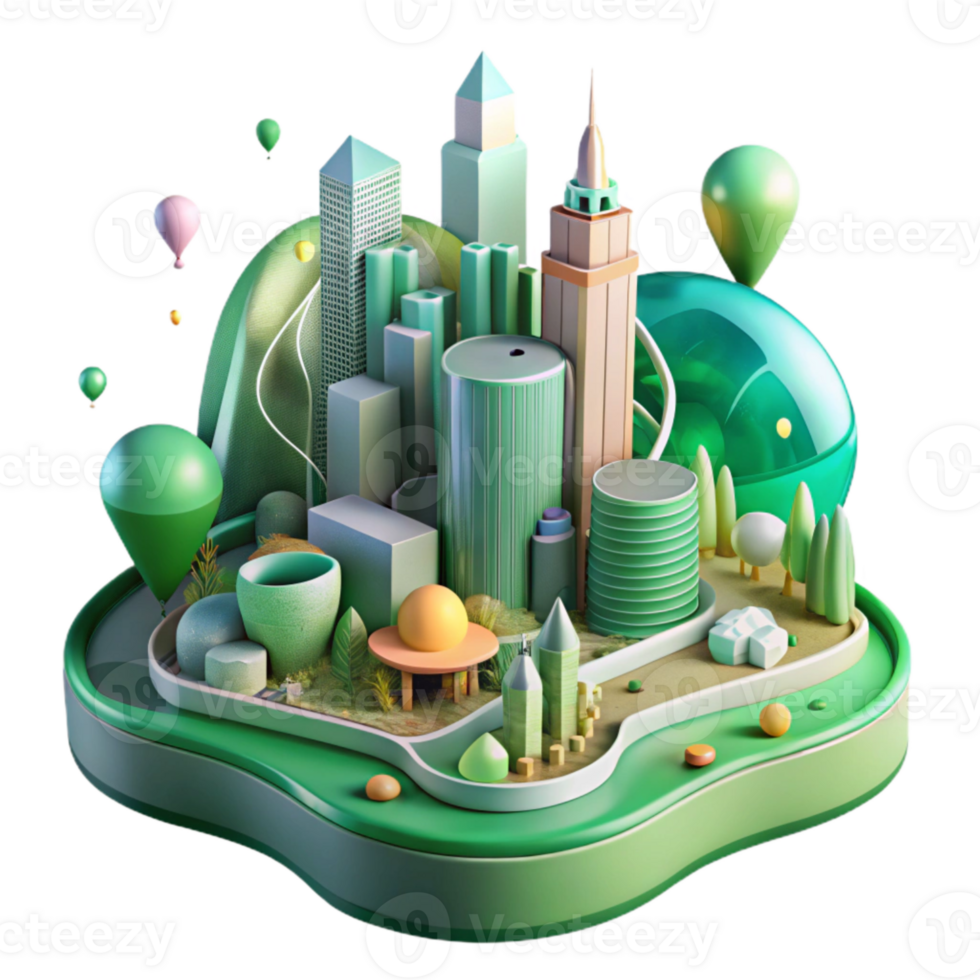 elegant vintage Cityscape with Green Spaces Transparent professional png