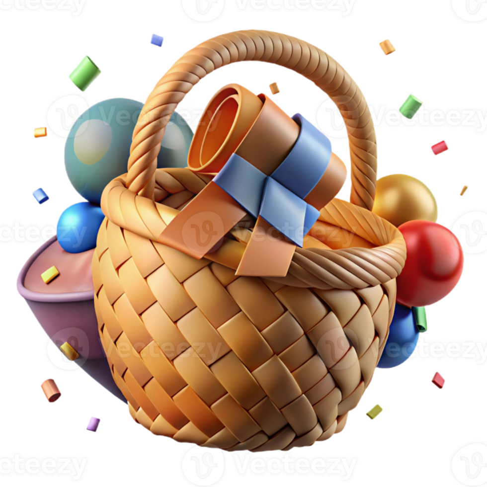 beautiful minimalist Cultural Symbol Woven Basket Isolated Cutout Element authentic png