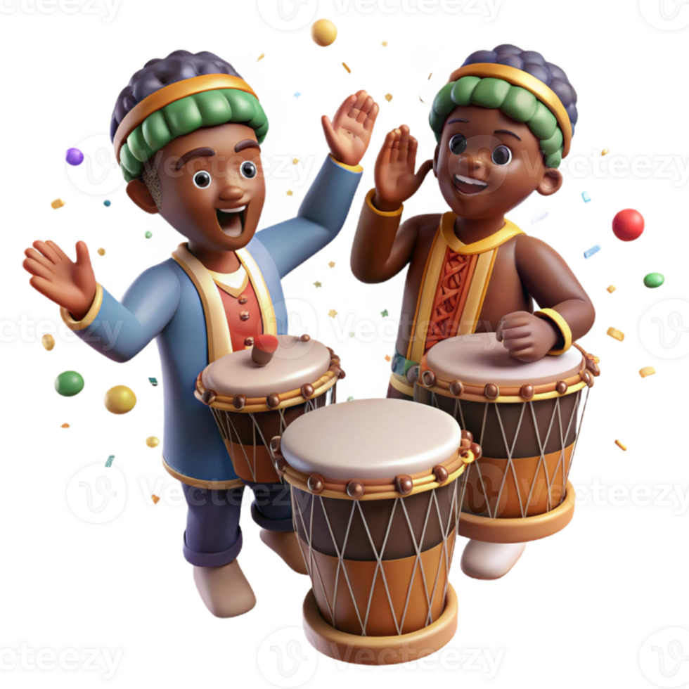 dramatic rustic African Djembe Drum Circle Players Transparent Background png