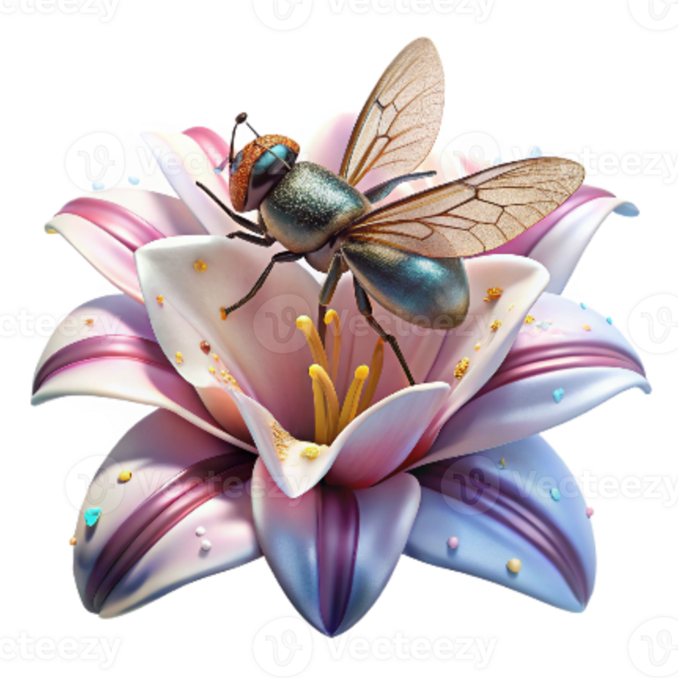 elegant contemporary Close Up of Hoverfly on Sunflower Transparent Background high resolution png