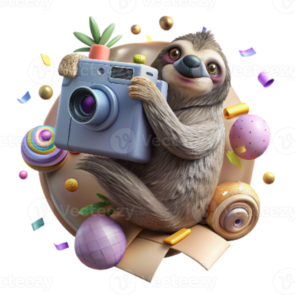 beautiful contemporary Ai Assisted Camera Trap Capturing Sloth Low Angle Cutout high resolution png