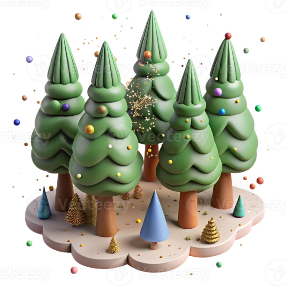 beautiful rustic Forest Trees Top View Isolated on Transparent Background professional png