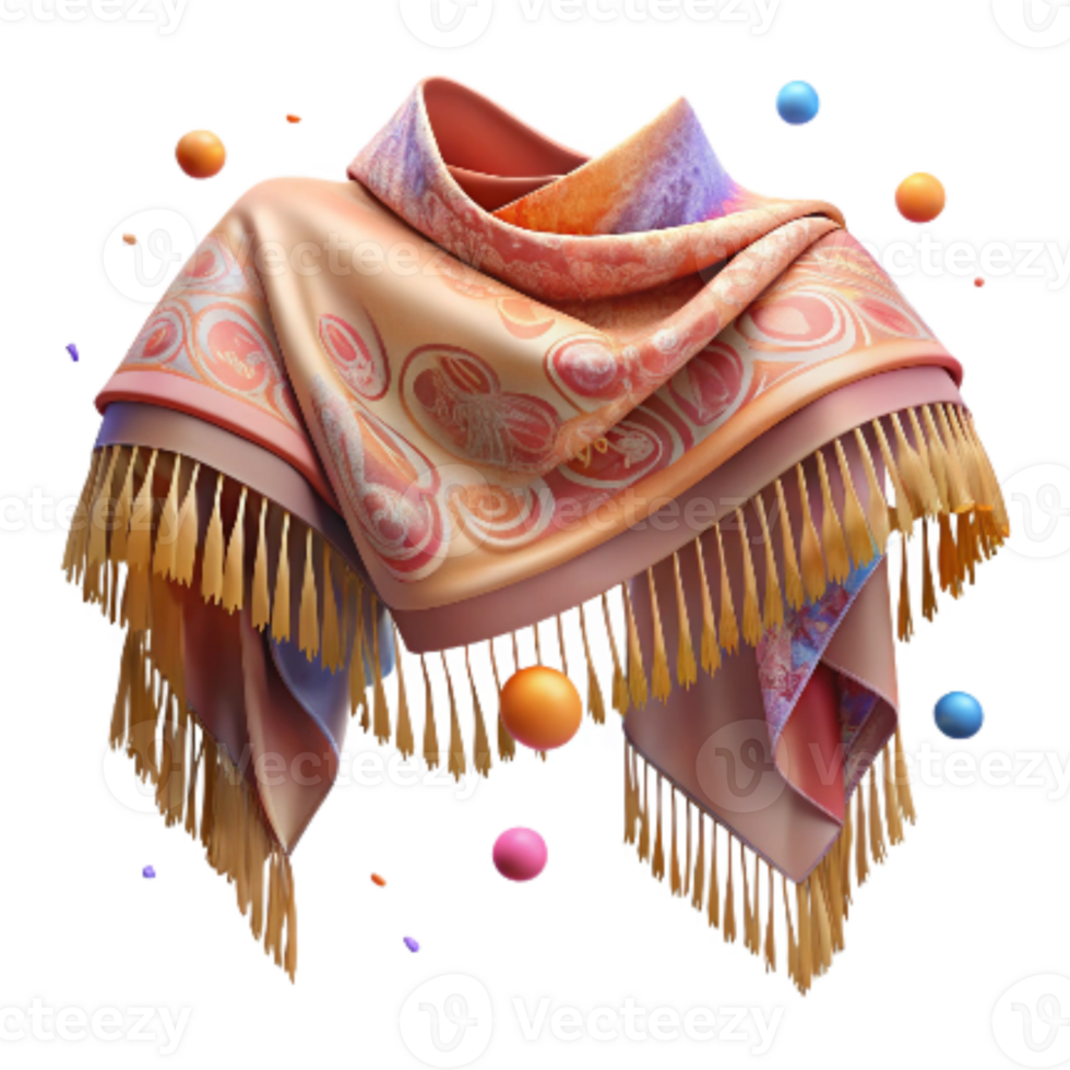 dramatic traditional Flamenco Shawl with Fringe Isolated Transparent Background professional png