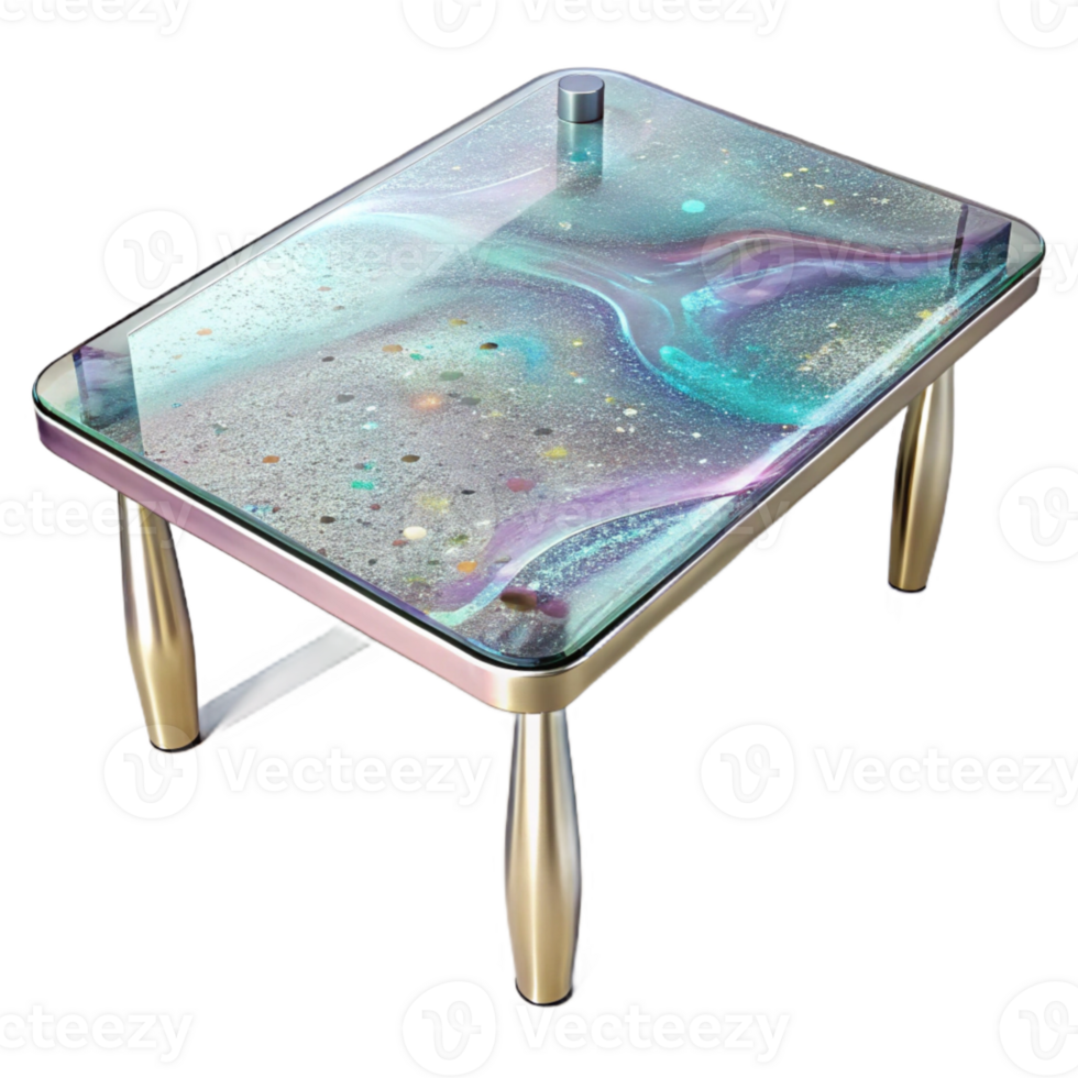 vibrant minimalist Glass Coffee Table with Metal Legs Isolated high quality png