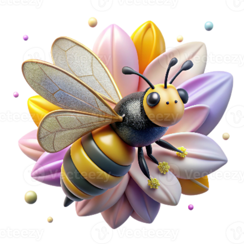 beautiful classic Bumblebee on Wildflower Close Up Isolated authentic png