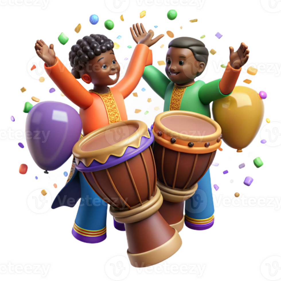 extraordinary abstract African Djembe Drum Circle Players Transparent Background professional png