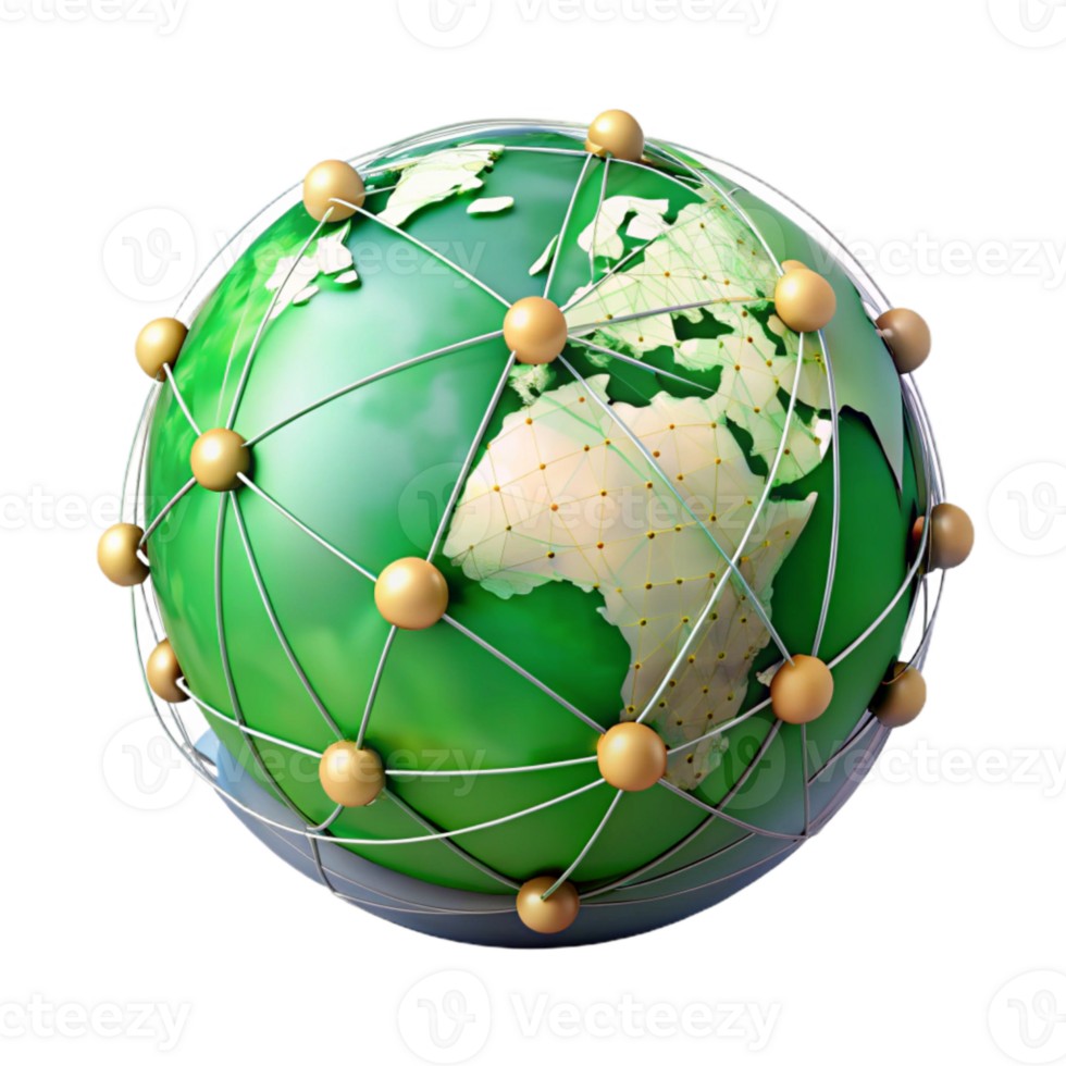 vibrant abstract Earth Globe with Green Overlay Soft Lighting Transparent genuine png