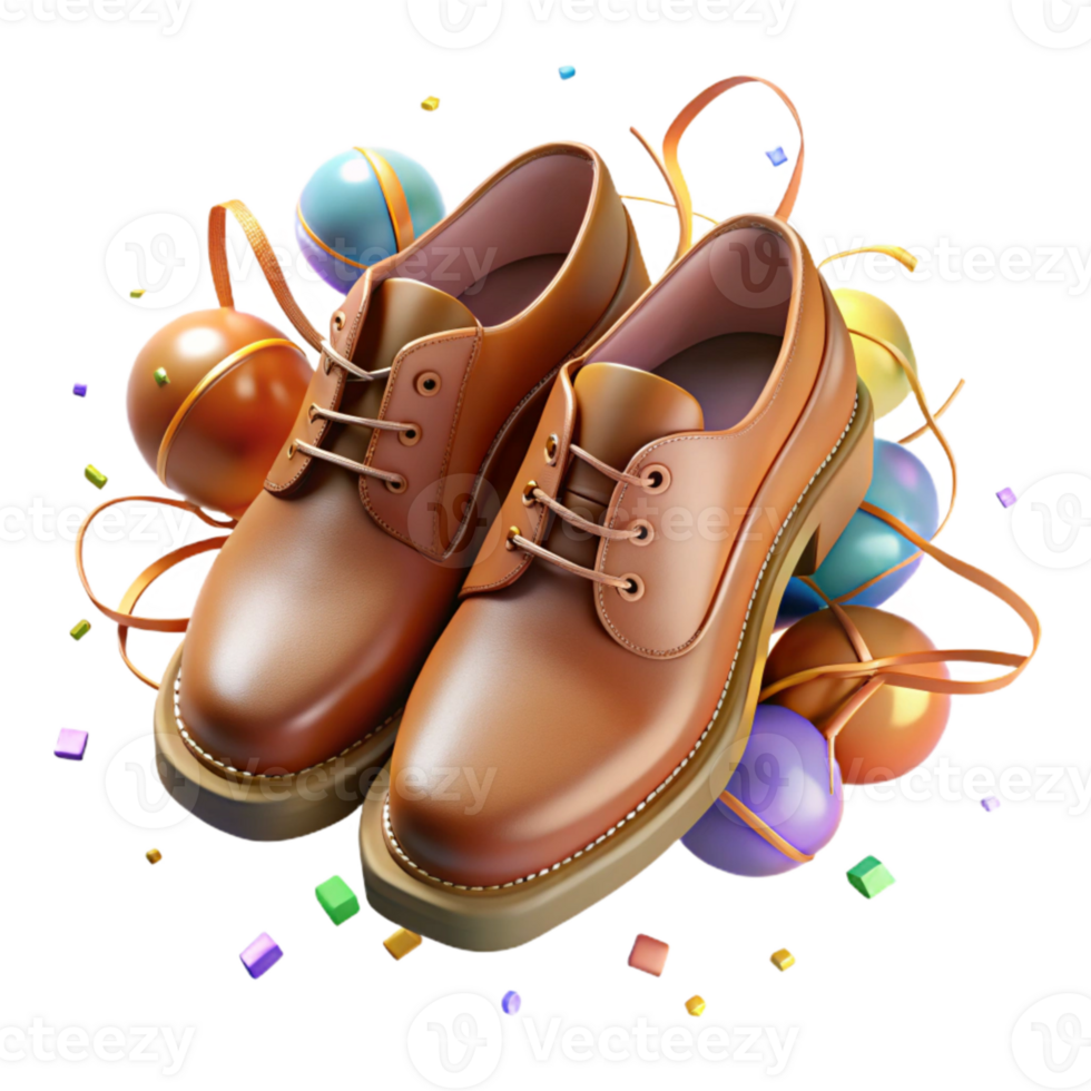 elegant modern Clogging Shoes Leather and Laces Transparent Background Rustic Style authentic png