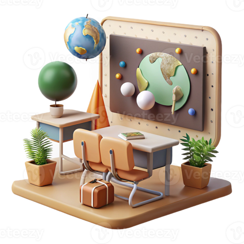 impressive abstract Classroom with Nature Posters Isolated png