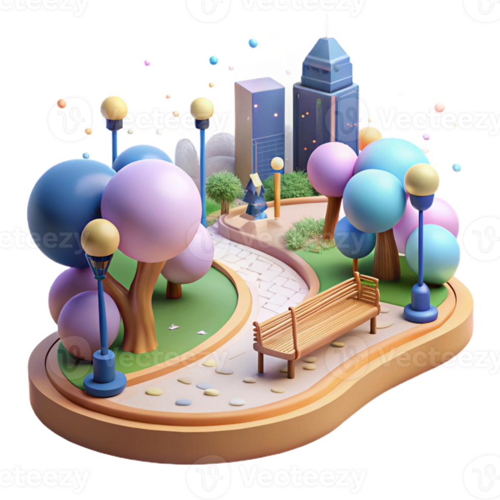 wonderful creative City Park with Walking Path Isolated Element genuine png