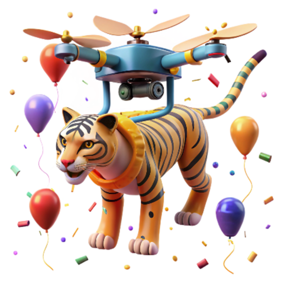 stunning modern Drone Monitoring Bengal Tiger Isolated Cutout genuine png