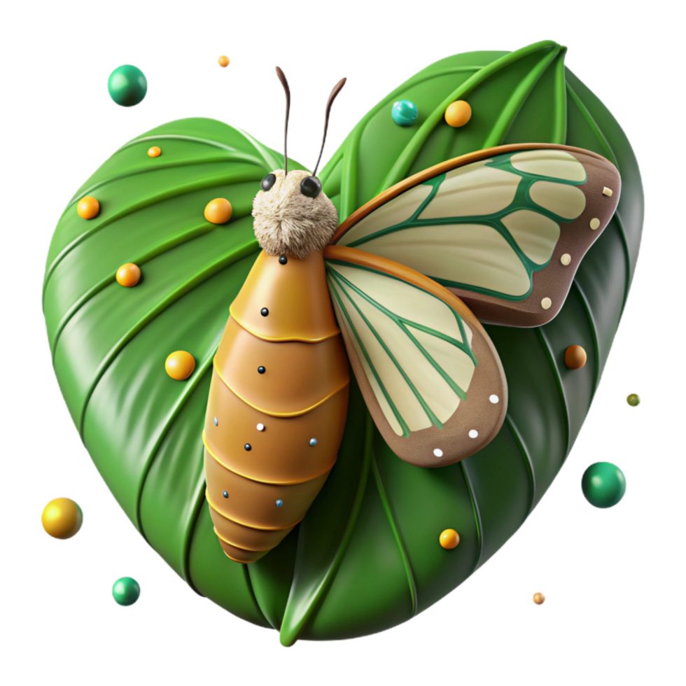 magnificent rustic Butterfly Migration Chrysalis Isolated Green Leaf Background genuine png